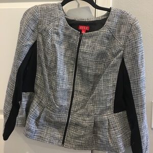 Plaid Elle jacket zip peplum blazer suit jacket